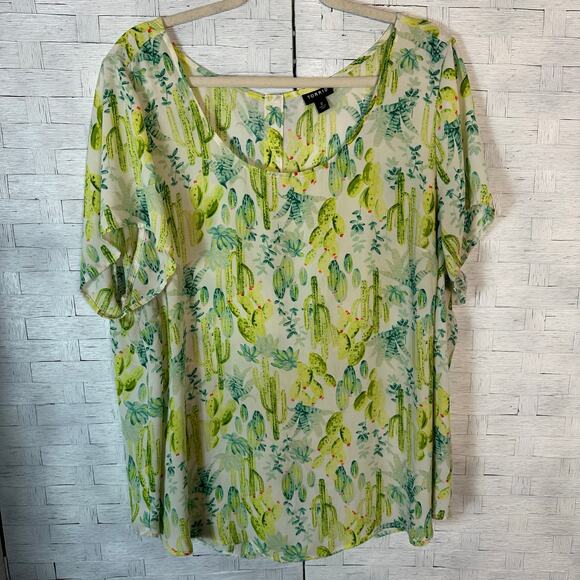Torrid women’s blouse, lightweight, cacti feminine Whimsical print plus Size - Picture 1 of 8